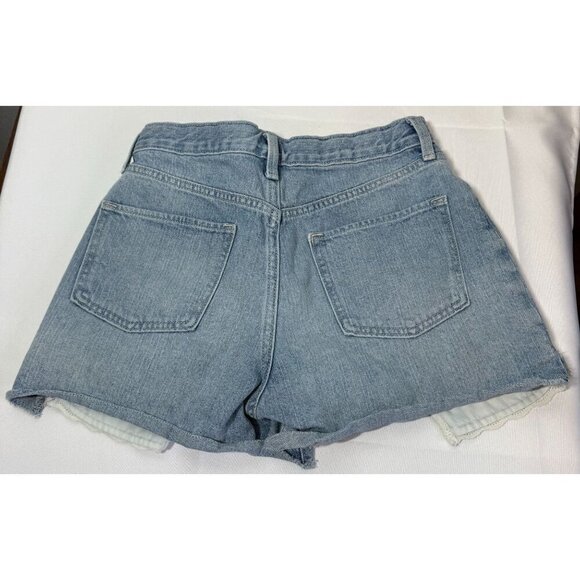 Old Navy Girls High Rise Light Wash Lace Trim Jean Shorts 16 Adjustable Waist - Picture 2 of 9